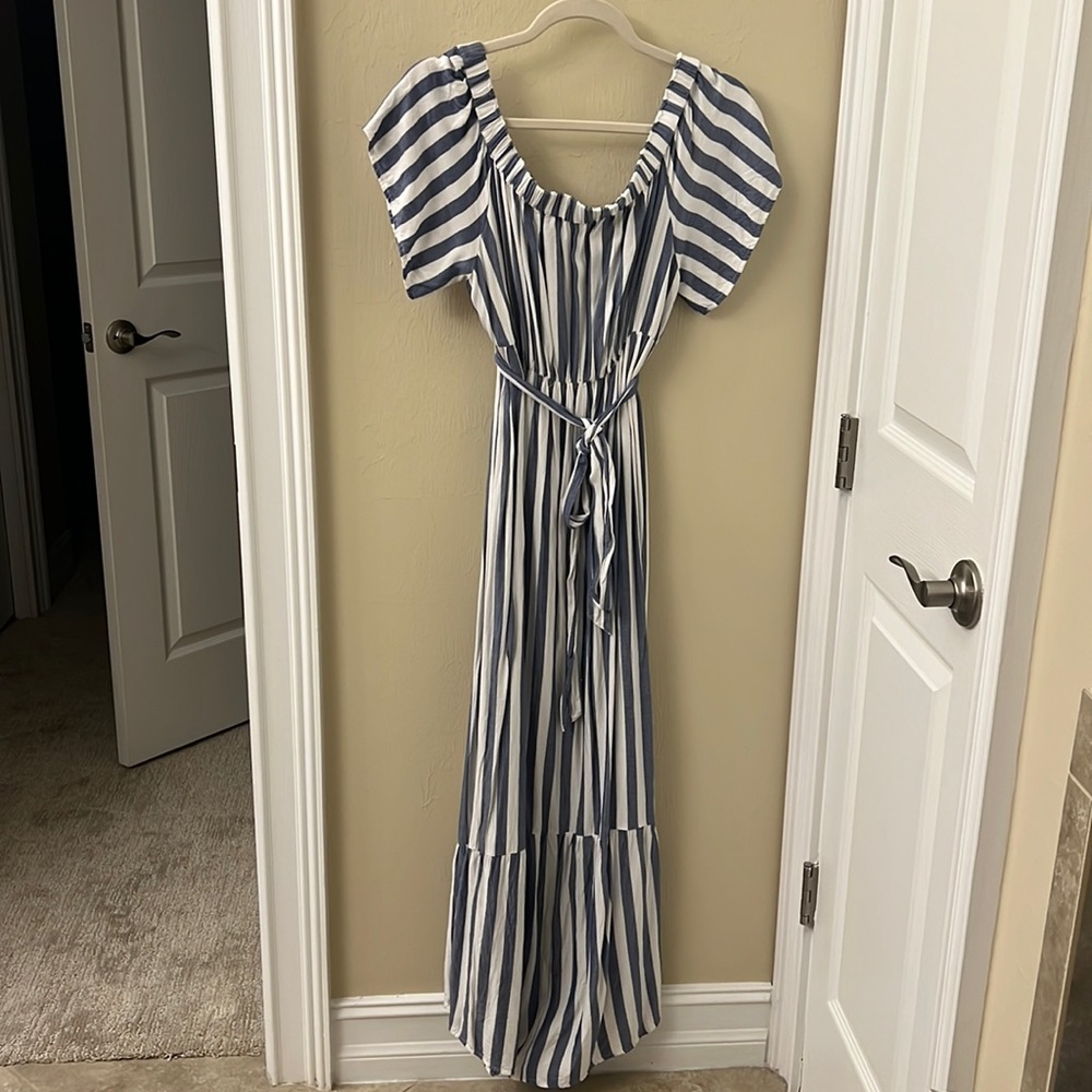 Maternity off the shoulder striped dress